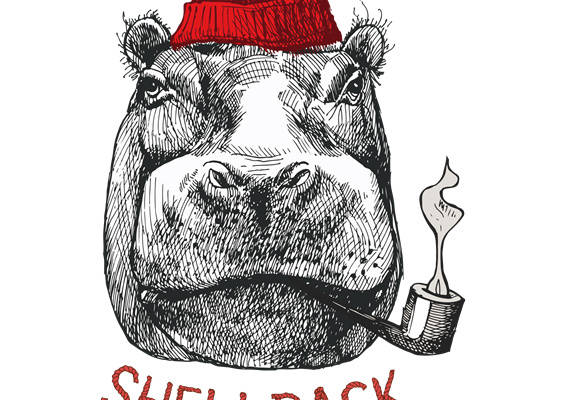 创意个性服装裁片印花设计：戴帽子的河马