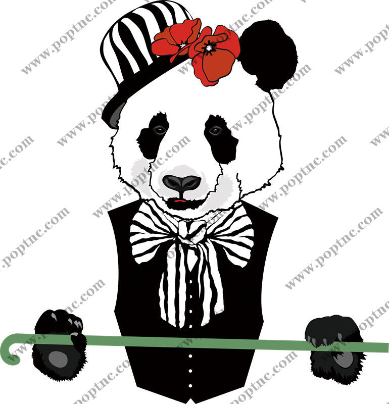 时尚熊猫服装裁片印花设计,打造独特街头风格