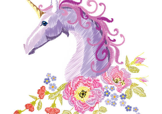 梦幻紫色独角兽服装裁片印花设计