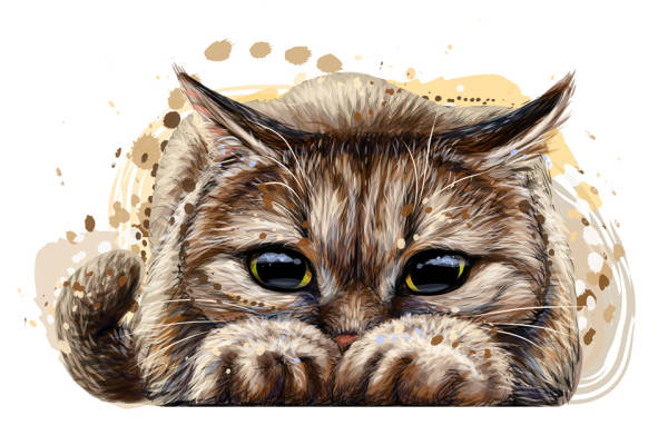 时尚猫咪图案服装裁片印花设计