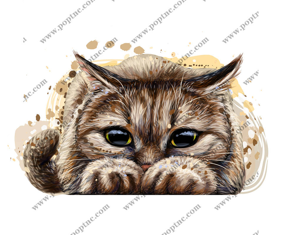 时尚猫咪图案服装裁片印花设计