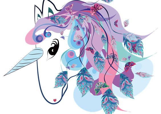 梦幻风格独角兽服装裁片印花设计