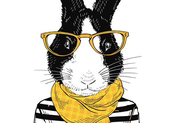 时尚城市兔子服装裁片印花设计