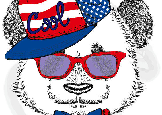 时尚爱国风格服装裁片印花设计