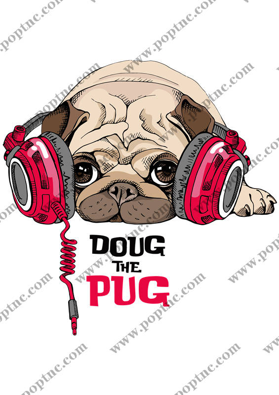 时尚潮流哈巴狗音乐主题服装印花设计