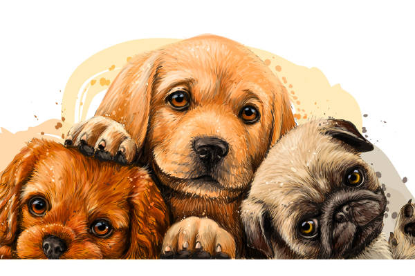 可爱狗狗图案服装裁片印花设计