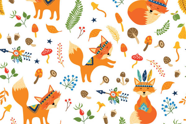 秋季自然主题服装裁片印花设计