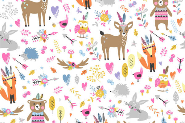 可爱卡通动物服装裁片印花设计