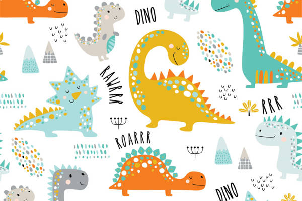 可爱恐龙主题服装裁片印花设计