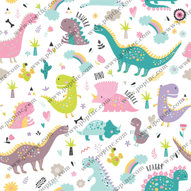 可爱恐龙主题服装裁片印花设计