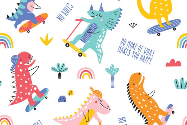 创意恐龙滑板服装印花设计，让你的裁片更有趣