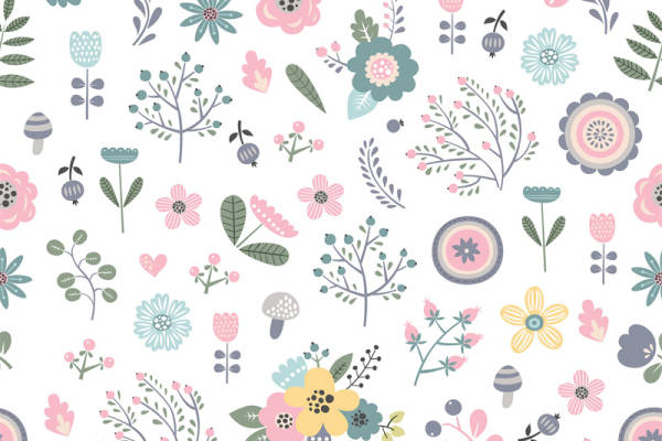 春季花卉图案服装裁片印花设计