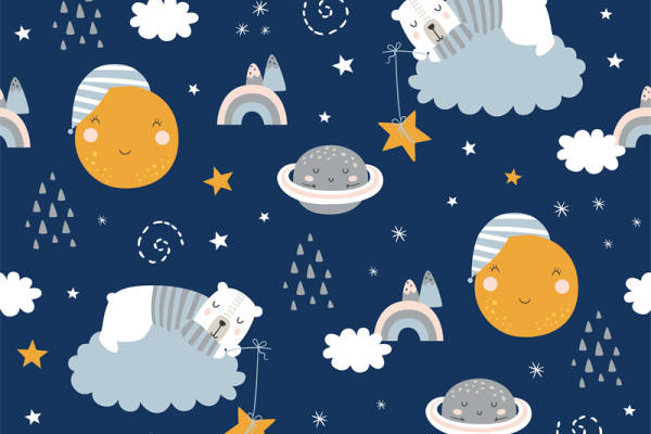 梦幻星空主题儿童服装印花设计