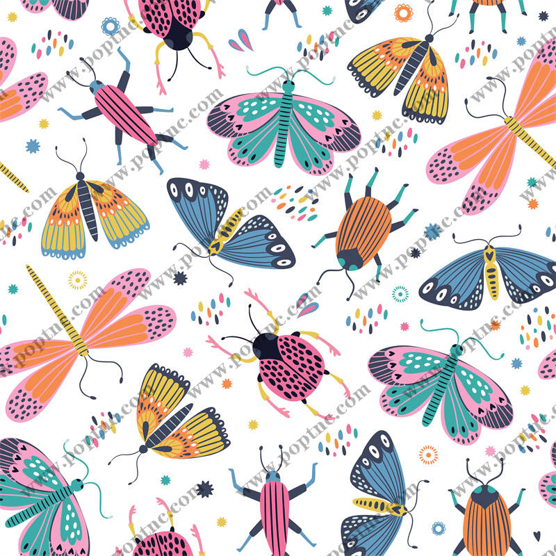 时尚昆虫图案服装裁片印花设计