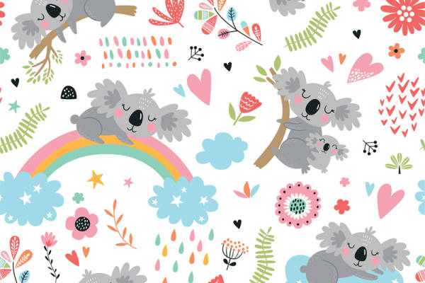 可爱卡通考拉图案服装印花设计