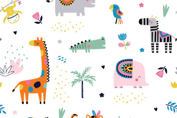 时尚儿童服装印花设计：动物图案裁片