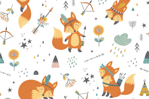 时尚森林动物主题服装裁片印花设计