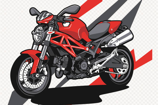 动感十足的红色摩托车服装印花设计