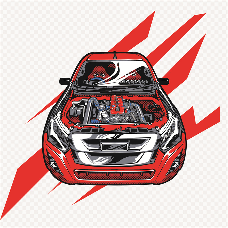 时尚汽车引擎服装印花设计,展现速度与激情