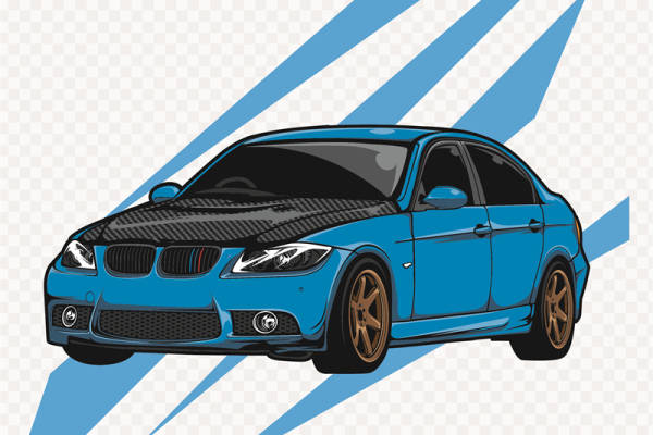 动感蓝色赛车风格服装印花设计