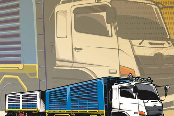 创意服装印花设计：货运卡车图案裁片印花