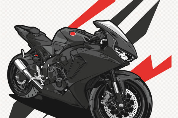 时尚潮流黑色摩托车裁片印花服装设计