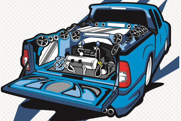 经典蓝色赛车引擎服装印花设计