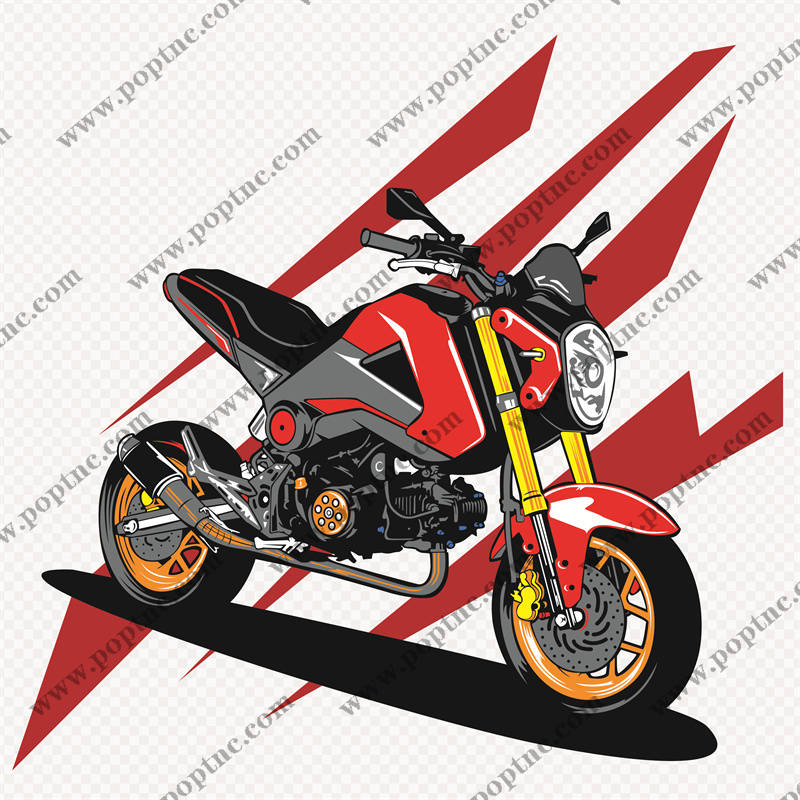 时尚摩托车图案裁片印花服装设计