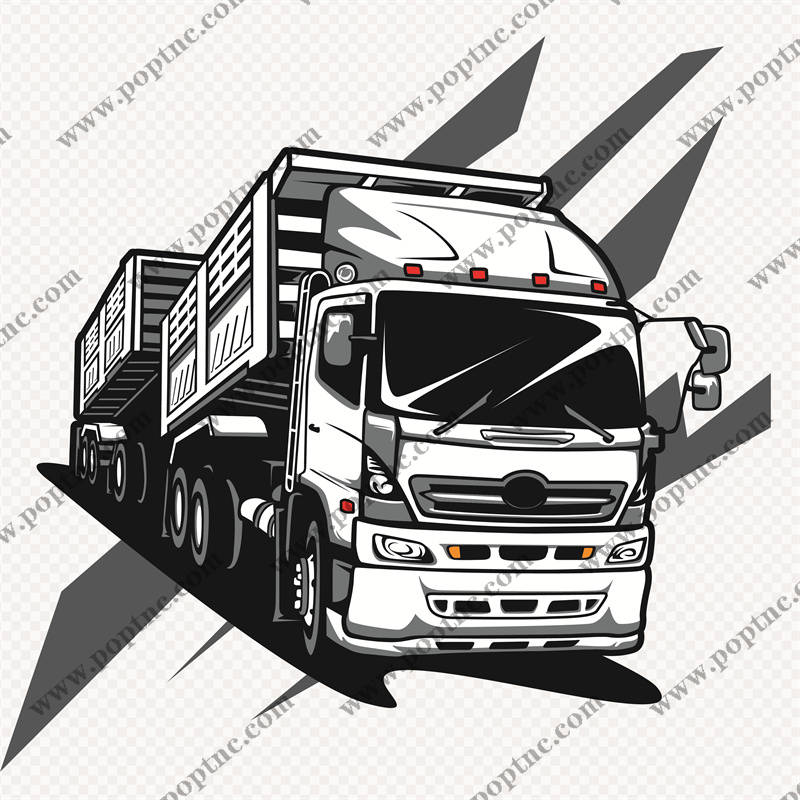 时尚动感卡车图案裁片印花服装设计