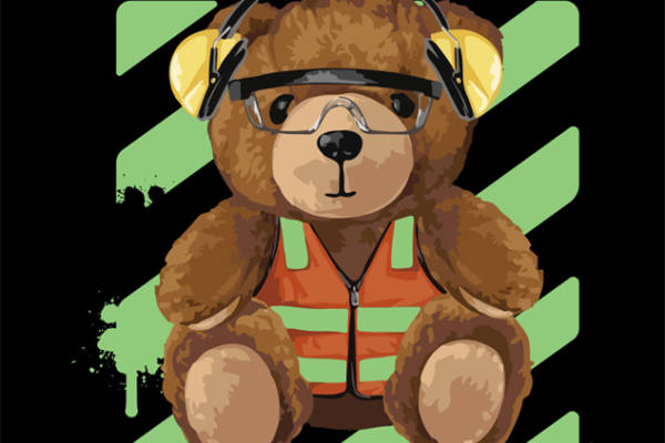 时尚个性服装印花设计：熊头耳机裁片印花T恤