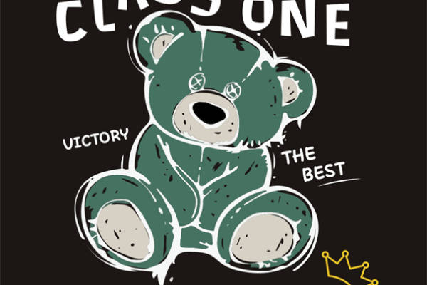 创意卡通熊裁片印花服装 展现个性与团队精神