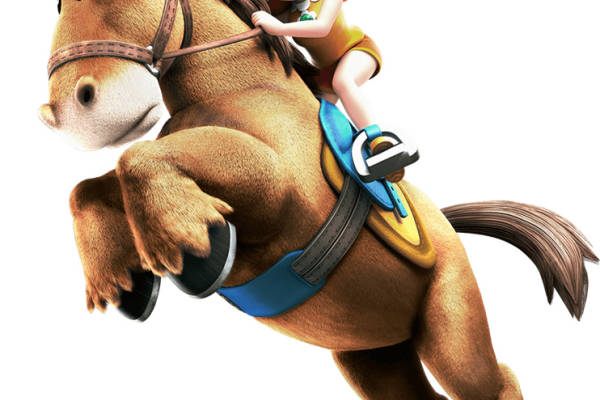 创意裁片印花服装:骑乘马匹的卡通女孩设计