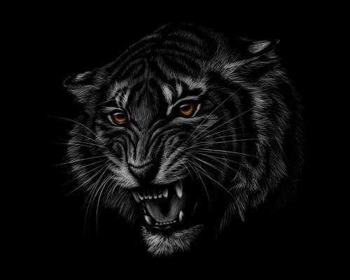 霸气黑虎头裁片印花服装 展现个性与力量