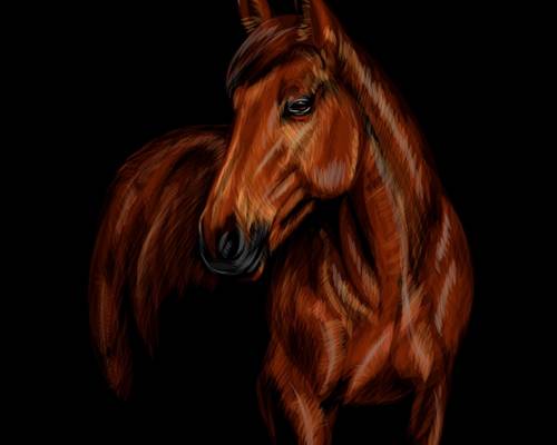 时尚艺术马头裁片印花服装印花设计