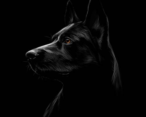 时尚潮流黑犬裁片印花服装印花设计