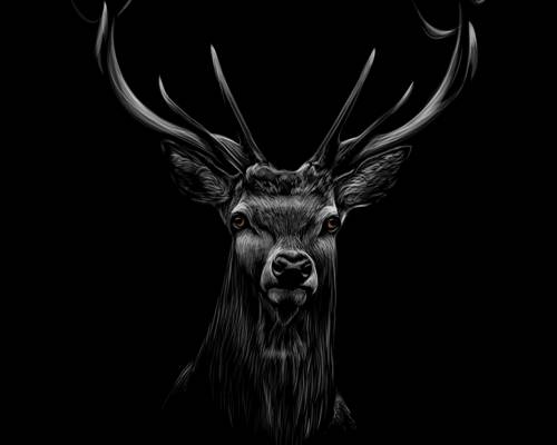 时尚鹿头裁片印花服装印花设计