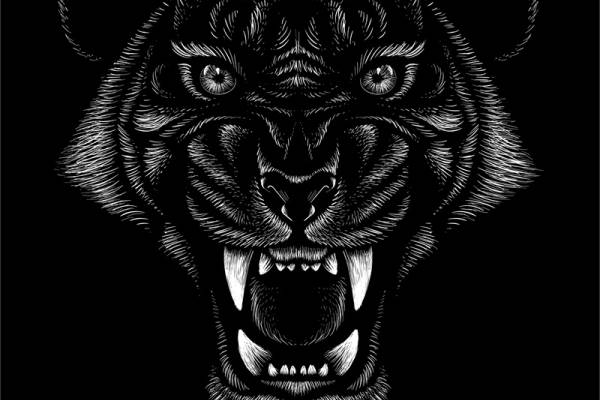 时尚街头风格老虎头裁片印花服装印花设计