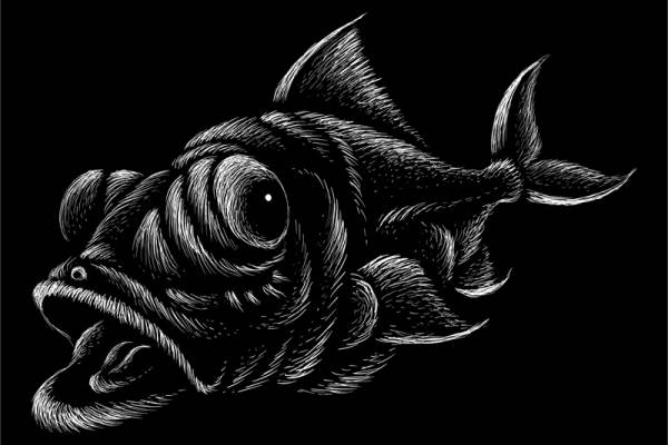 独特创意裁片印花服装 个性时尚鱼形图案设计