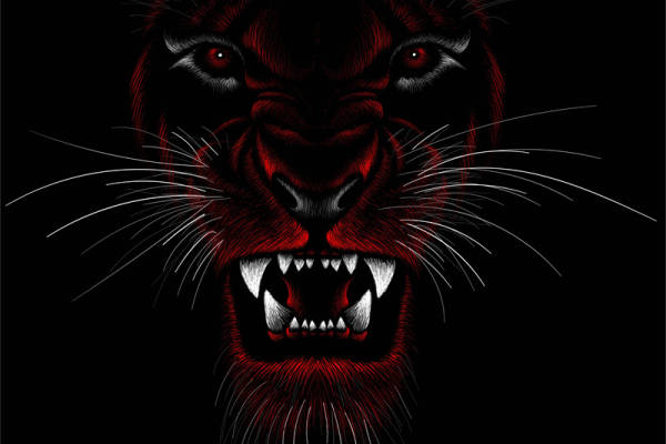 时尚潮流红黑猎豹裁片印花服装印花设计