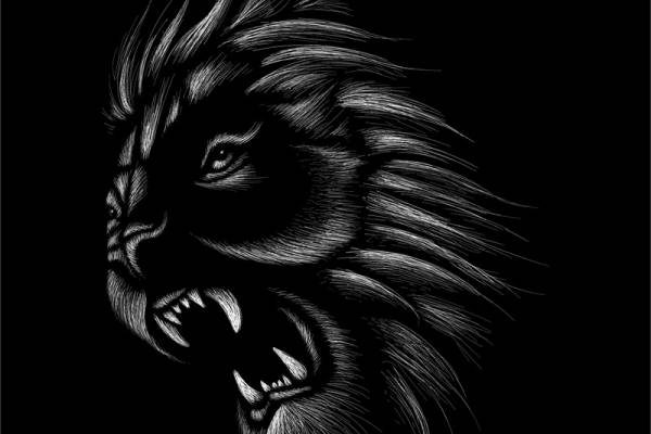 时尚潮流黑狮裁片印花服装印花设计