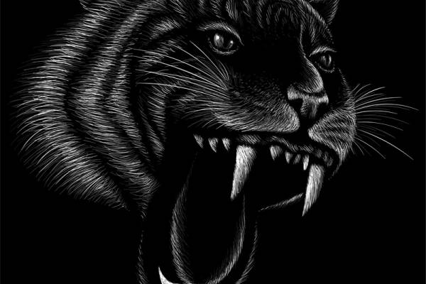 时尚潮流黑豹裁片印花服装印花设计