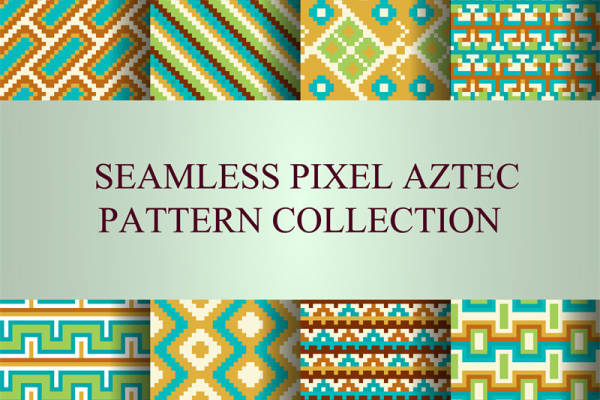 复古风格无缝像素阿兹特克面料印花服装图案设计