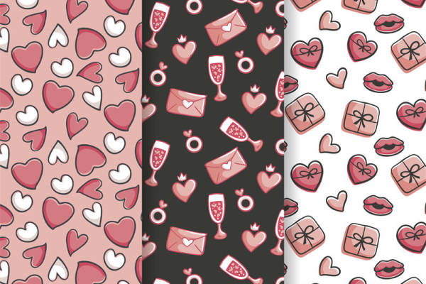 时尚浪漫风格面料印花，适用于情人节服装印花设计
