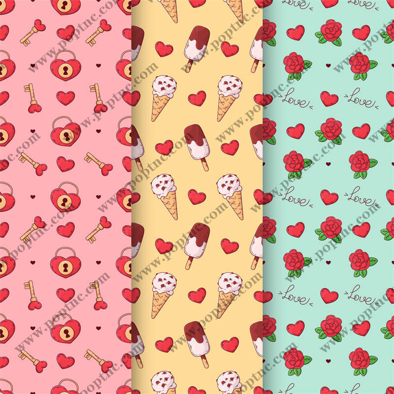 浪漫爱情主题面料印花,甜美冰淇淋服装印花设计