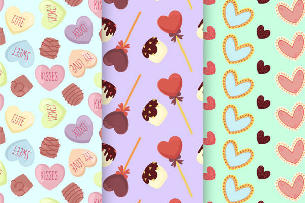 浪漫心形与棒棒糖图案面料印花服装印花设计