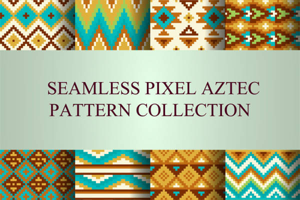 无缝像素阿兹特克面料印花服装印花图案合集