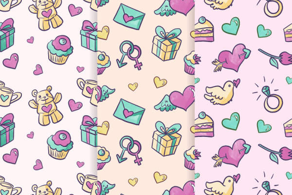 浪漫卡通风格面料印花，适合情人节服装印花设计