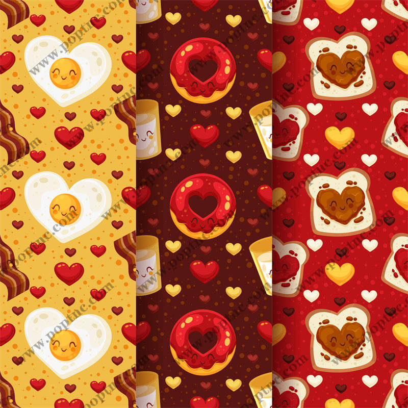甜美爱情主题面料印花,心形图案服装印花设计