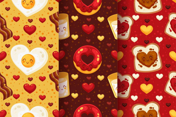 甜美爱情主题面料印花,心形图案服装印花设计