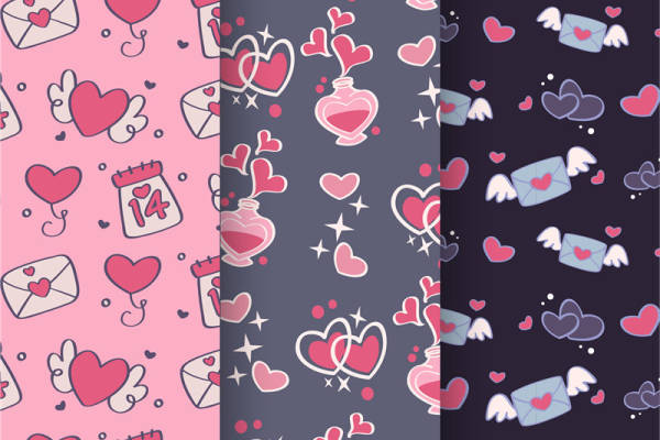 时尚浪漫风格服装印花面料设计，适合情人节主题